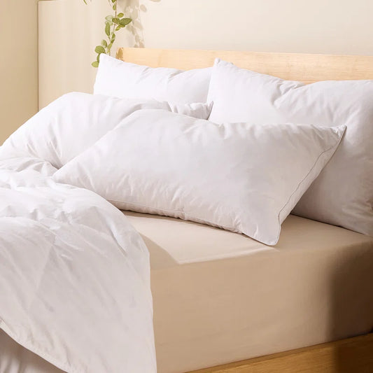 Scandinavian Duck Feather & down Pillow Medium Support Back Sleeper Pillow (Set of 2)