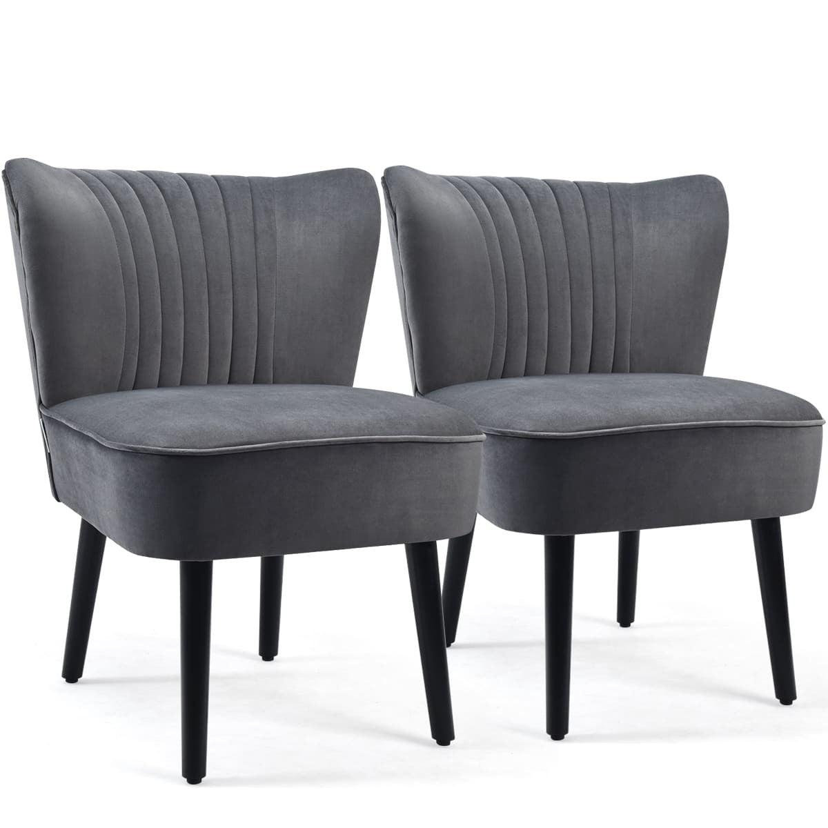 COSTWAY Velvet Accent Chair Set of 2 Modern Leisure Chair Armless Chair