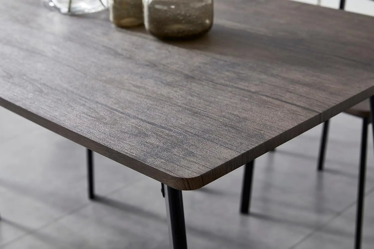 Dining Table and Chairs Set Metal Wood Effect Table Dining Set 4 Chairs Blake