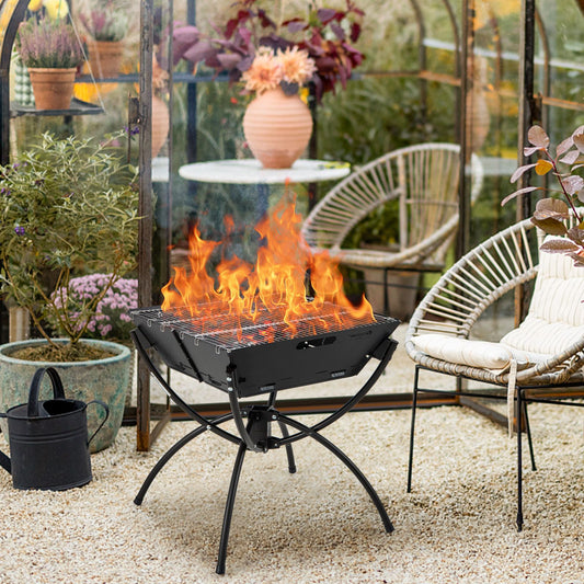 Camping Fire Pit Cooking Grills with Carrying Bag and Gloves