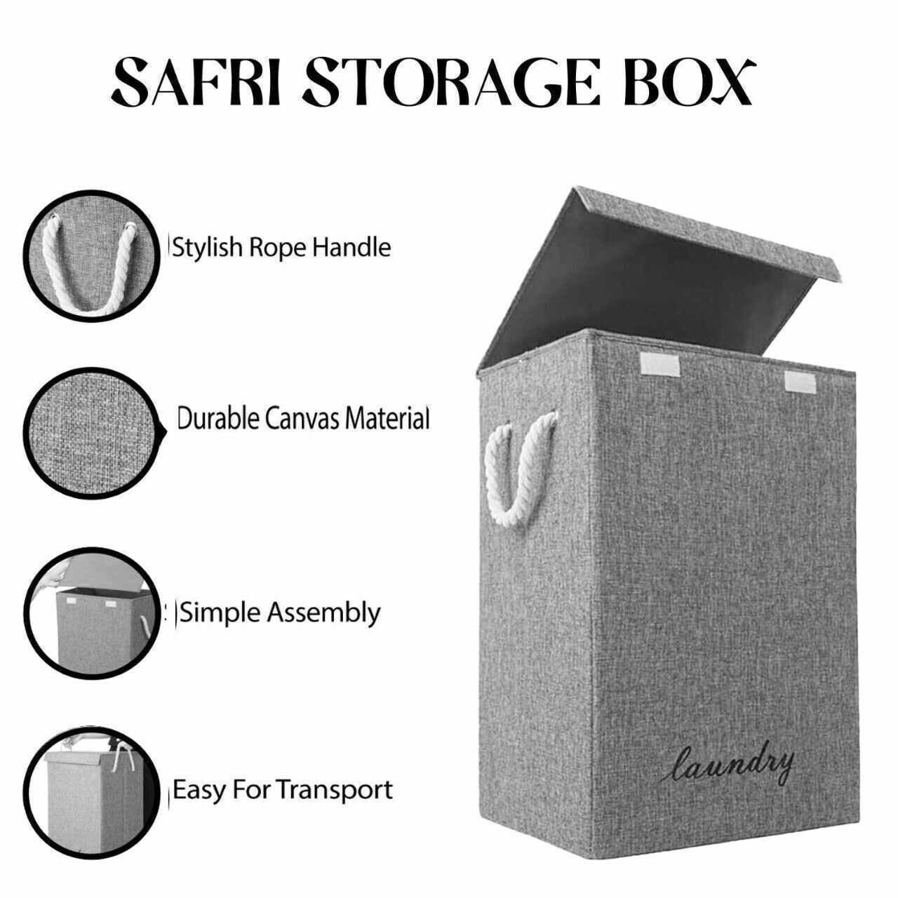 Laundry Basket Dirty Washing Clothes Storage Folding Bin Bag Hamper with Lid
