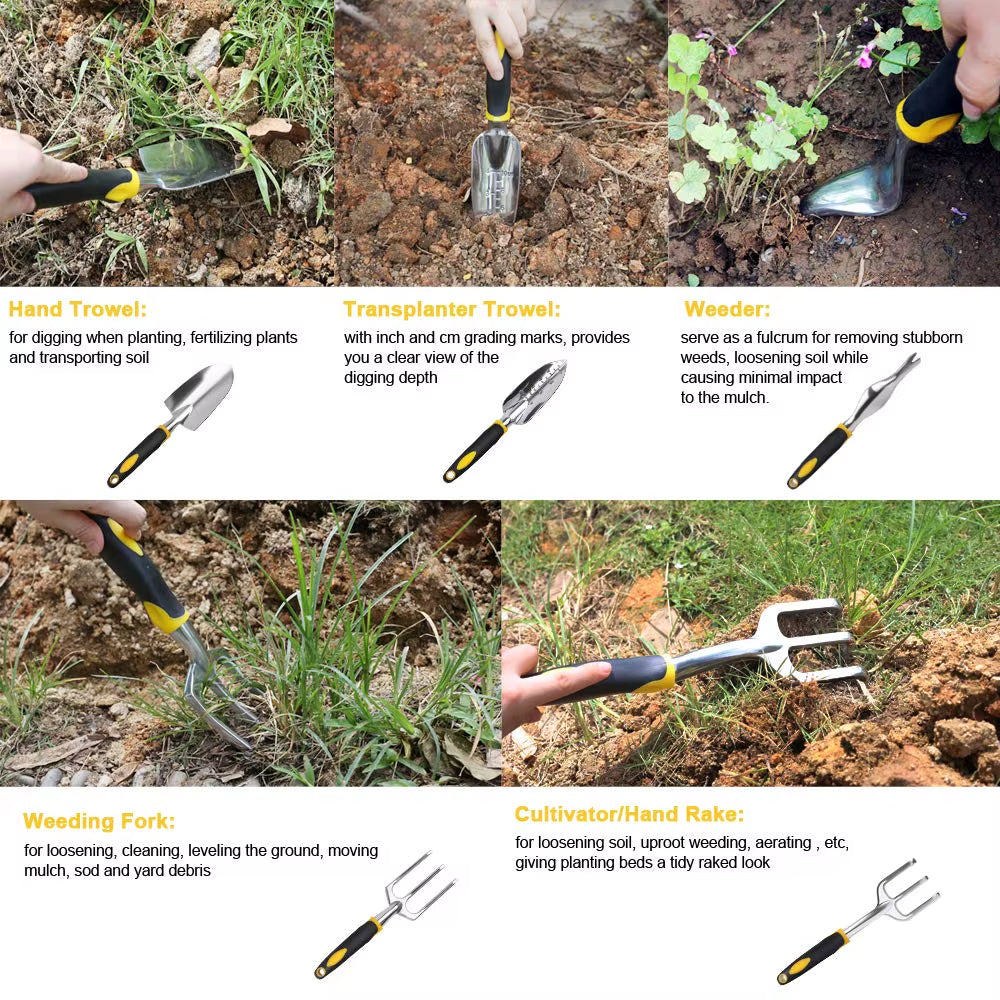 Garden Tool Hand Trowel,Rake,Cultivator,Weeder Tools with Ergonomic Handle,Garden Lawn Farmland Transplant Gardening Bonsai Tool