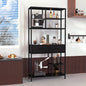 Extra Large Vintage Industrial Bookcase Tall Shelf Metal Display Unit with Cabinet and Drawer Kitchen Open Display
