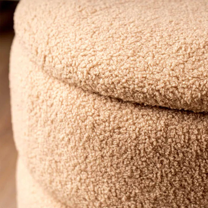Adelane Velvet Boucle Storage Stool for Bedroom Furniture, Modern round Storage Accent Stool