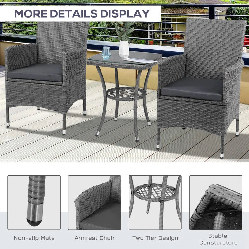 Basilica 2 Seater Bistro Set with Cushions