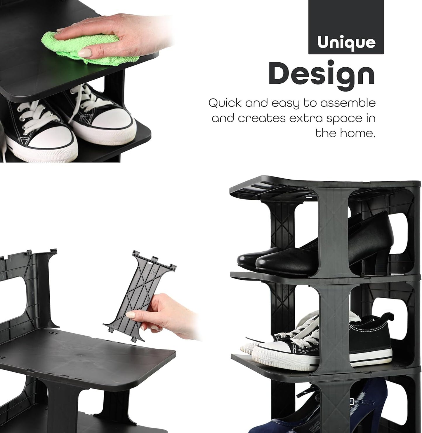 5 Tier Vertical Shoe Holder Stand Rack Available in Black and White Color