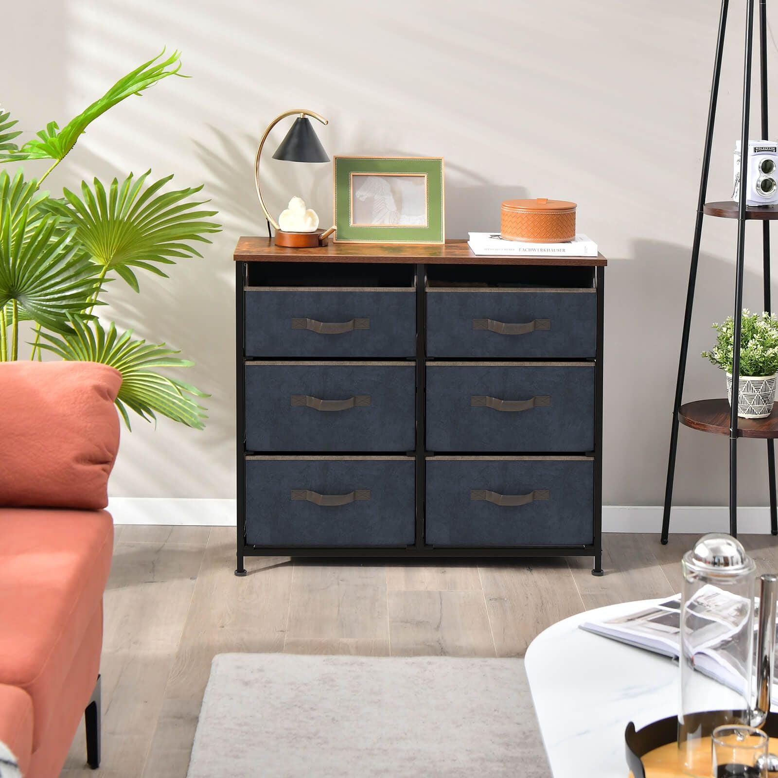 6-Drawer Dresser with Metal Frame and Anti-Toppling Devices