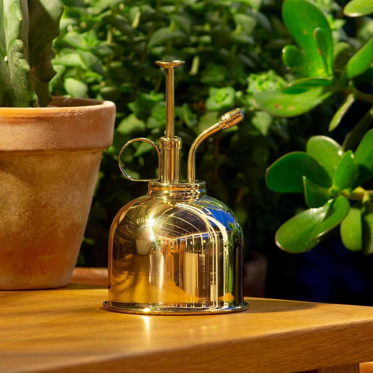 Plant Water Mister Vintage Polished Solid Brass Spray Indoor Garden Bottle 300Ml