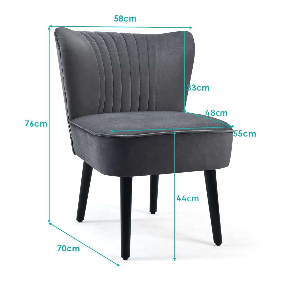 COSTWAY Velvet Accent Chair Set of 2 Modern Leisure Chair Armless Chair