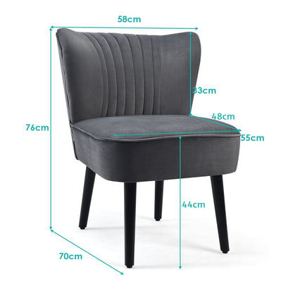COSTWAY Velvet Accent Chair Set of 2 Modern Leisure Chair Armless Chair