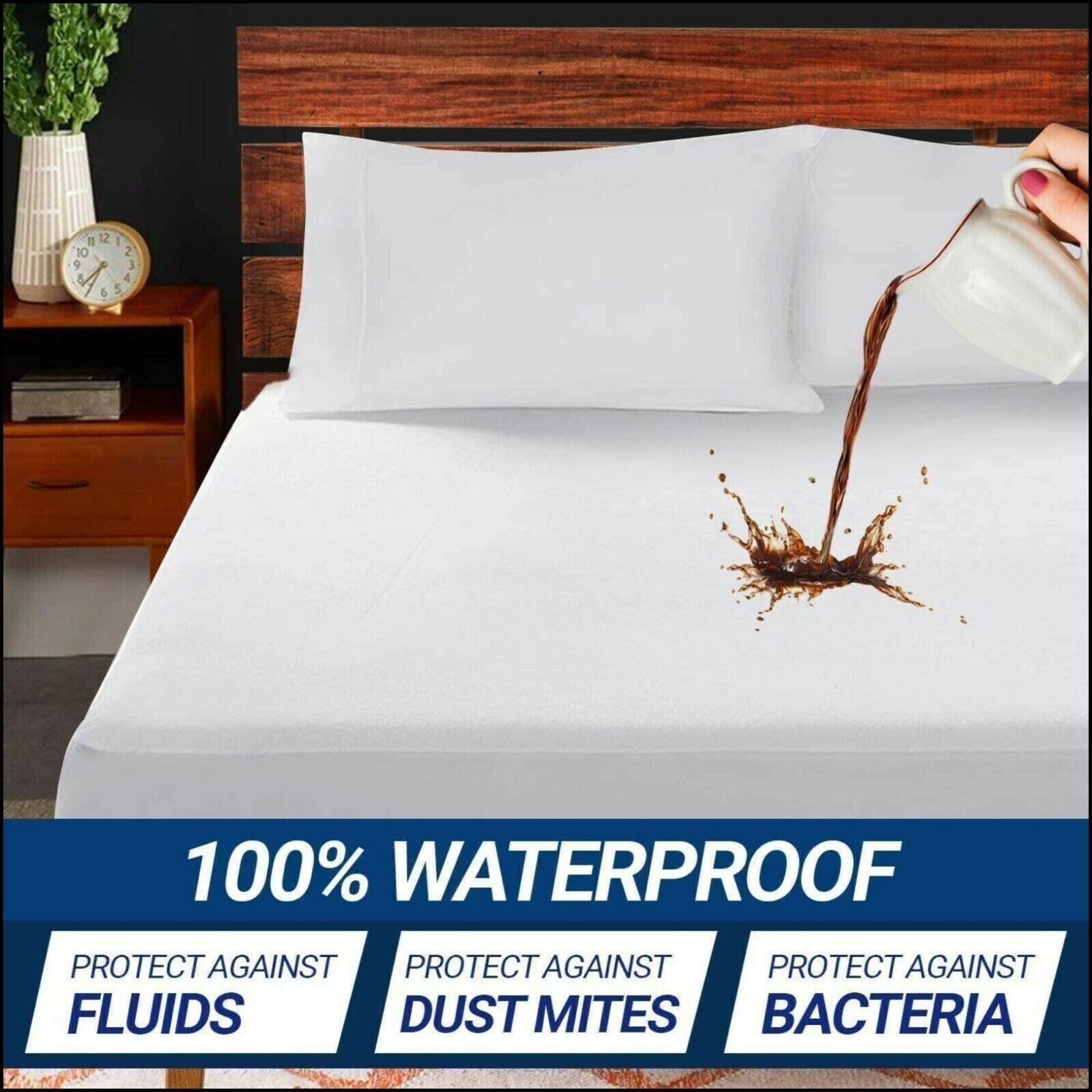 New Waterproof Terry Towel Mattress Protector Fitted Bed Cover Double Non-Noisy