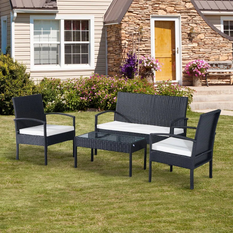 Cottage Rattan 4 - Person Seating Group with Cushions