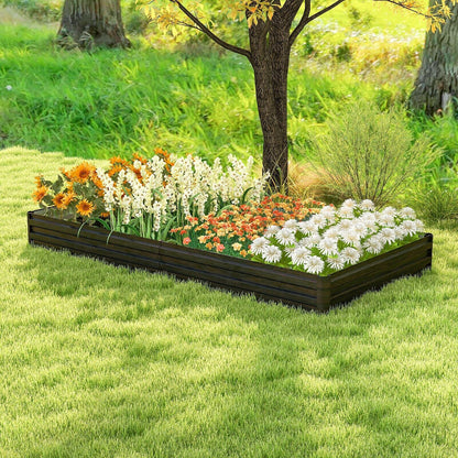 Metal Raised Garden Bed Rectangular Elevated Flower Herbs Planter Box Open Base