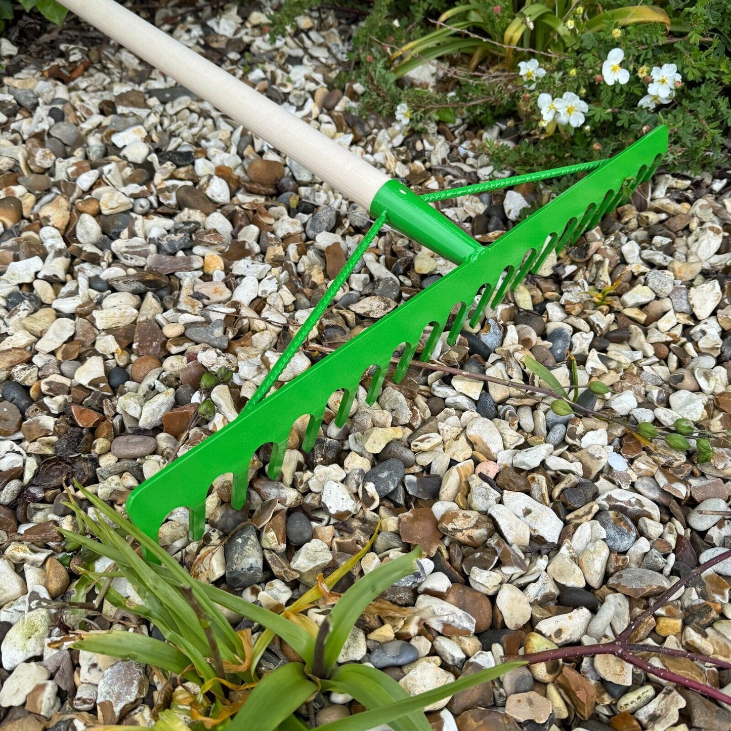Garden Rake Steel Hardened Heavy-Duty for Hay Leaves Lawn Pebbles Removal Tool