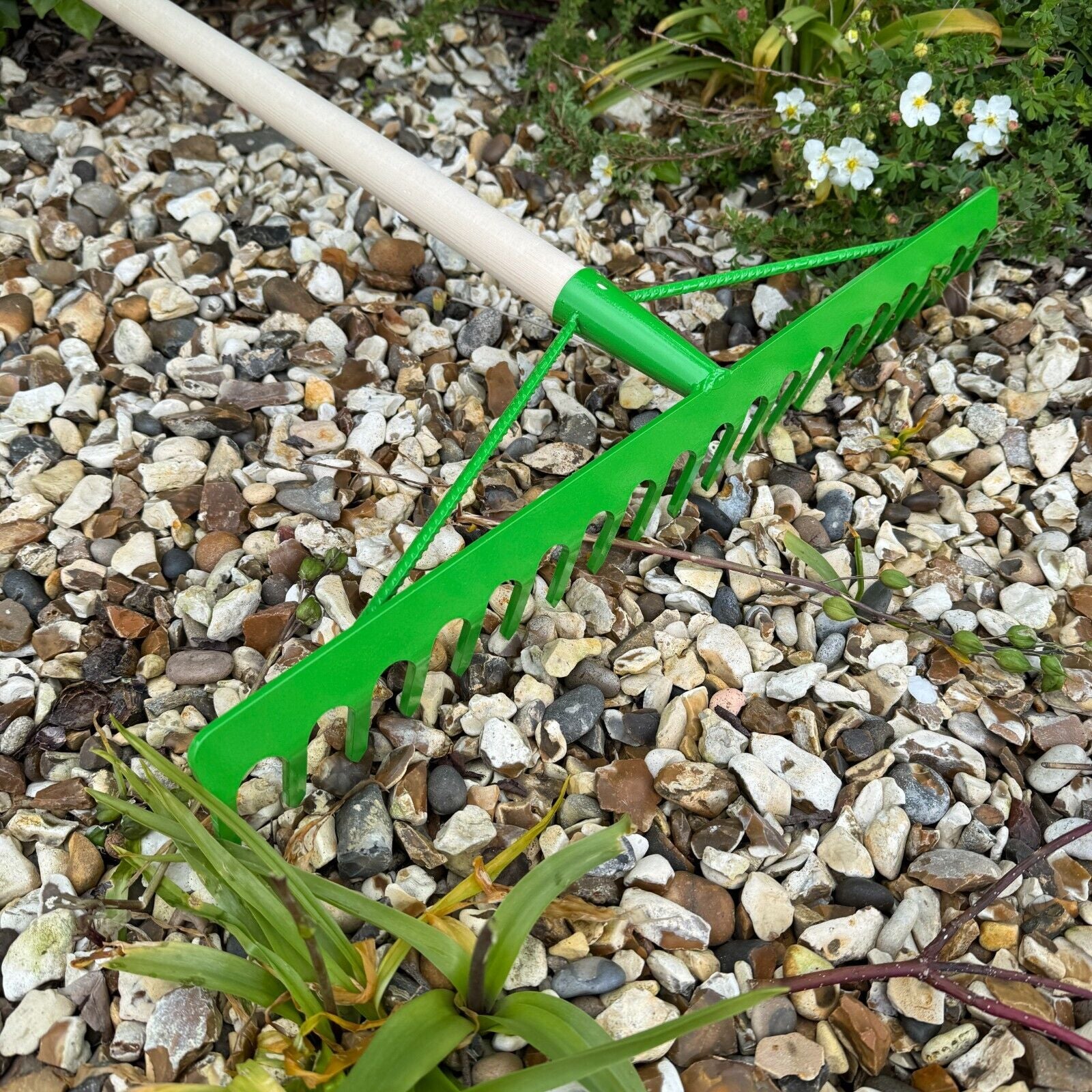 Garden Rake Steel Hardened Heavy-Duty for Hay Leaves Lawn Pebbles Removal Tool