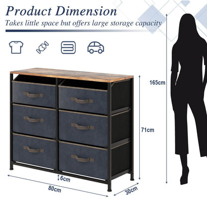 6-Drawer Dresser with Metal Frame and Anti-Toppling Devices