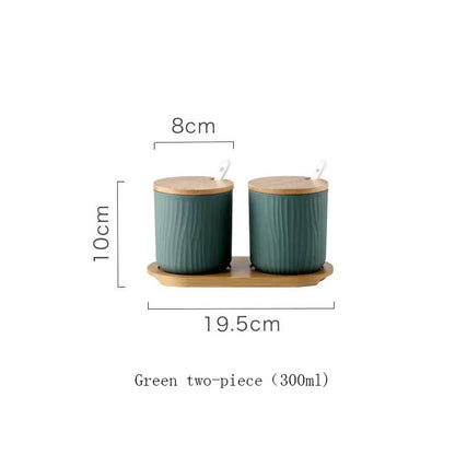 Nordic Ceramic Seasoning Jar with Lid Spoon Seasoning Pot Salt Shaker Sugar Bottle Organizer Home Kitchen Supplies Storage Set