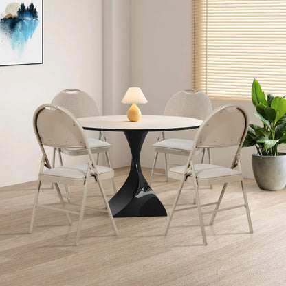 4 Pieces Folding Fabric Dining Chairs with Cushioned Seat and Back