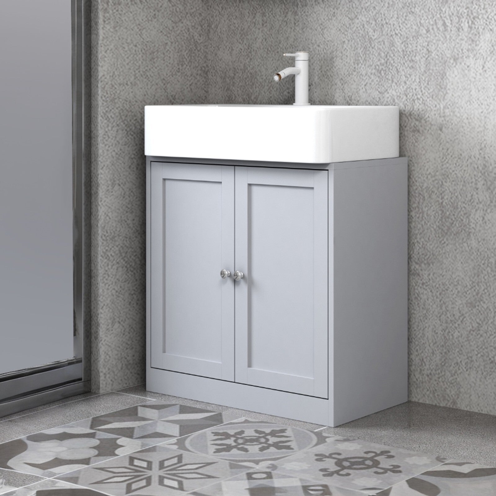 3Pc Bathroom Wood Unit under Sink Cabinet Mirror Cupboard Toilet Paper Dispenser