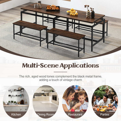 COSTWAY 3 PCS Kitchen Dining Room Furniture Set W/ 108Cm Wooden Kitchen Table