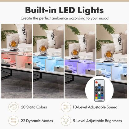 COSTWAY High-Gloss LED Coffee Table Center Table Modern Accent Table