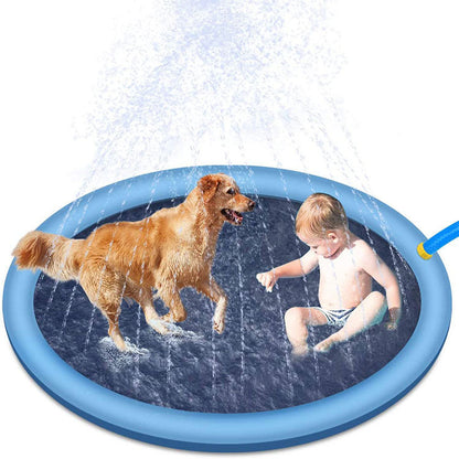Non-Slip Splash Pad for Kids and Pet Dog Pool Summer Outdoor Water Toys Fun Backyard Fountain Play Mat