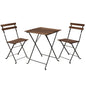 3Pcs Outdoor Garden Wooden & Metal Furniture Foldable Table & Chairs Bistro Set