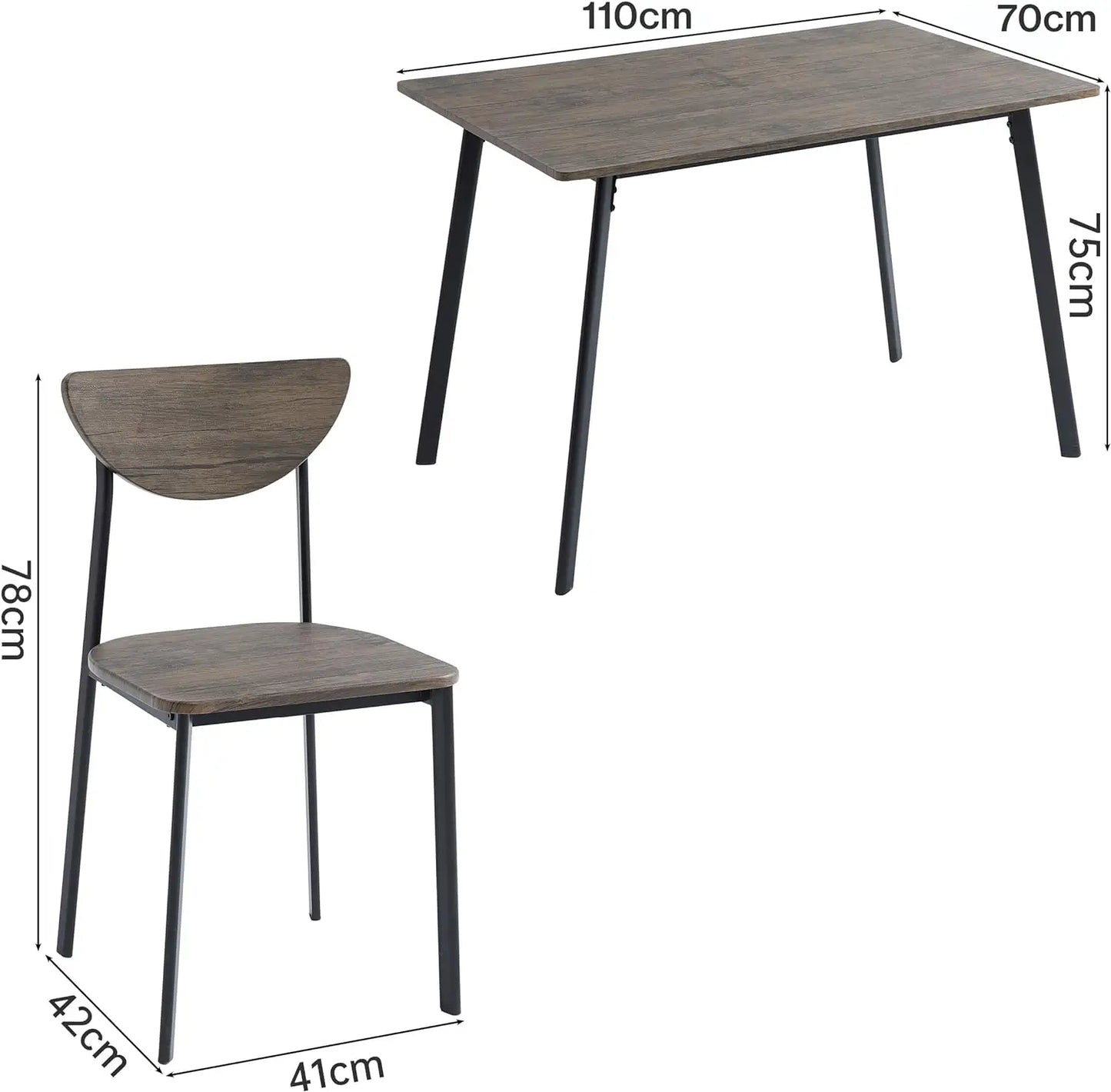 Dining Table and Chairs Set Metal Wood Effect Table Dining Set 4 Chairs Blake