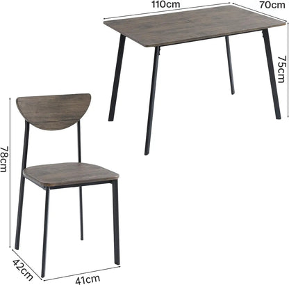 Dining Table and Chairs Set Metal Wood Effect Table Dining Set 4 Chairs Blake