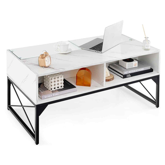 COSTWAY High-Gloss LED Coffee Table Center Table Modern Accent Table