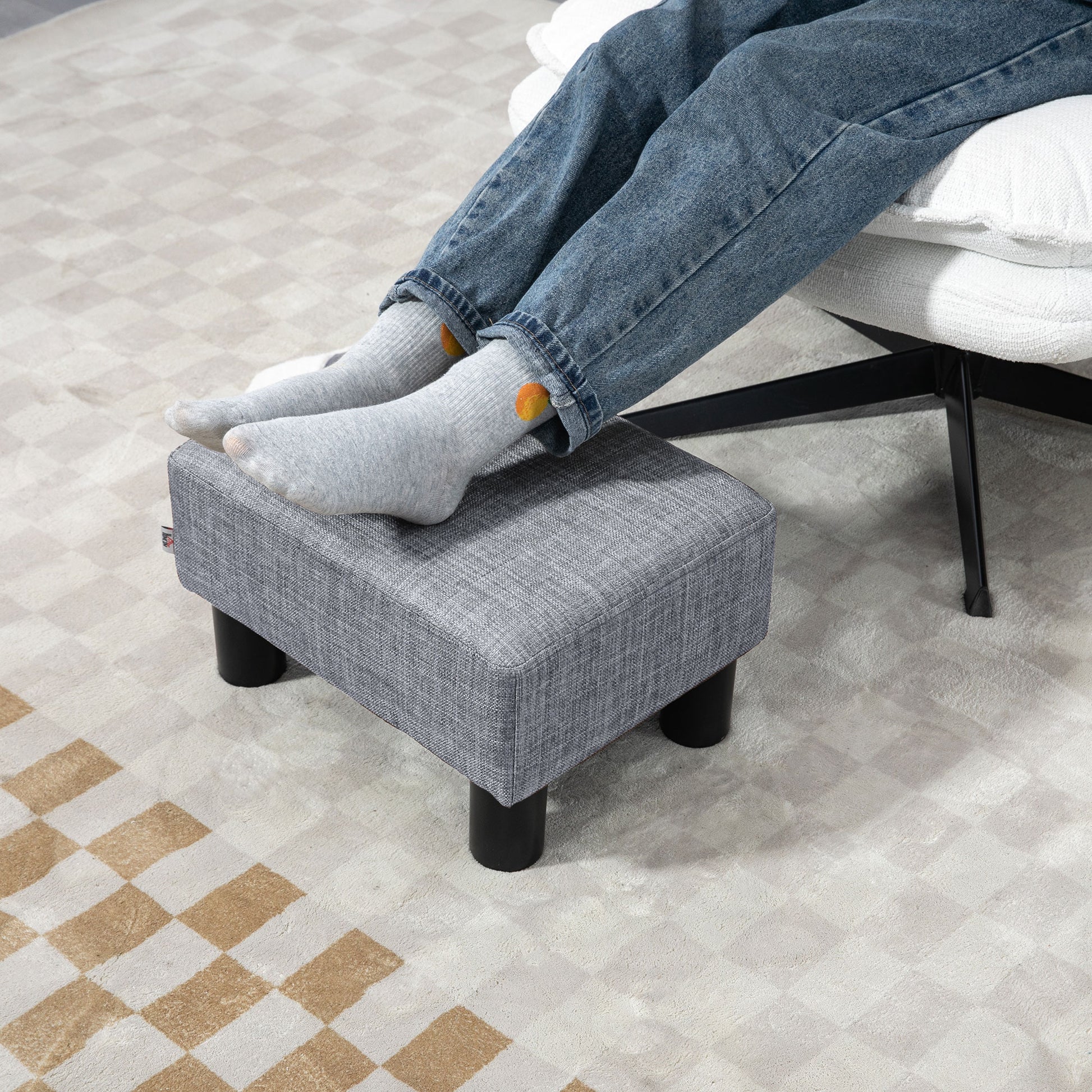Footstool Small Footrest Upholstery with Plastic Legs