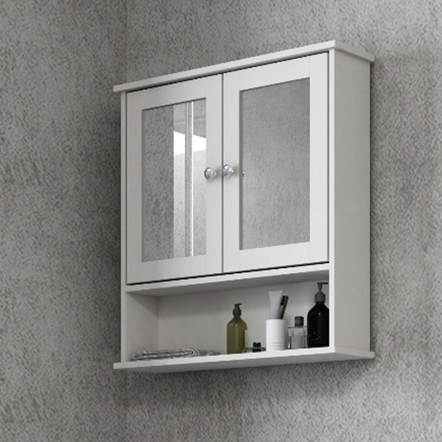 3Pc Bathroom Wood Unit under Sink Cabinet Mirror Cupboard Toilet Paper Dispenser