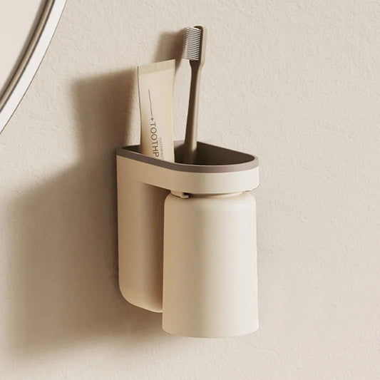 Wall Mounted Toothbrush Holder 2 in 1 Toothbrush Storage Rack Creative Inverted Toothbrush Cup Drain Rack Bathroom Accessories