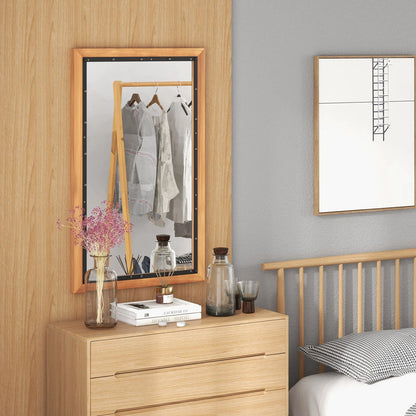 Wall Mounted Mirror with Wood Rectangular Frame Back Board