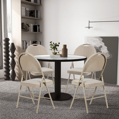 4 Pieces Folding Fabric Dining Chairs with Cushioned Seat and Back