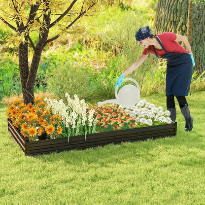Metal Raised Garden Bed Rectangular Elevated Flower Herbs Planter Box Open Base